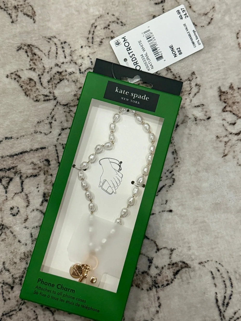 NWT Kate Spade Pearl Phone Charm / Bracelet Strap